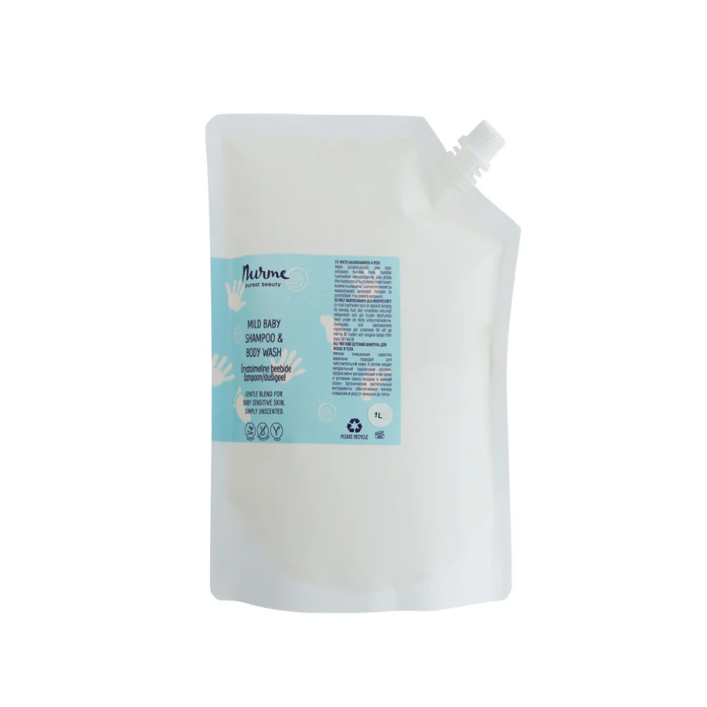 Täyttöpakkaus hellävarainen vauvan shampoo/suihkugeeli